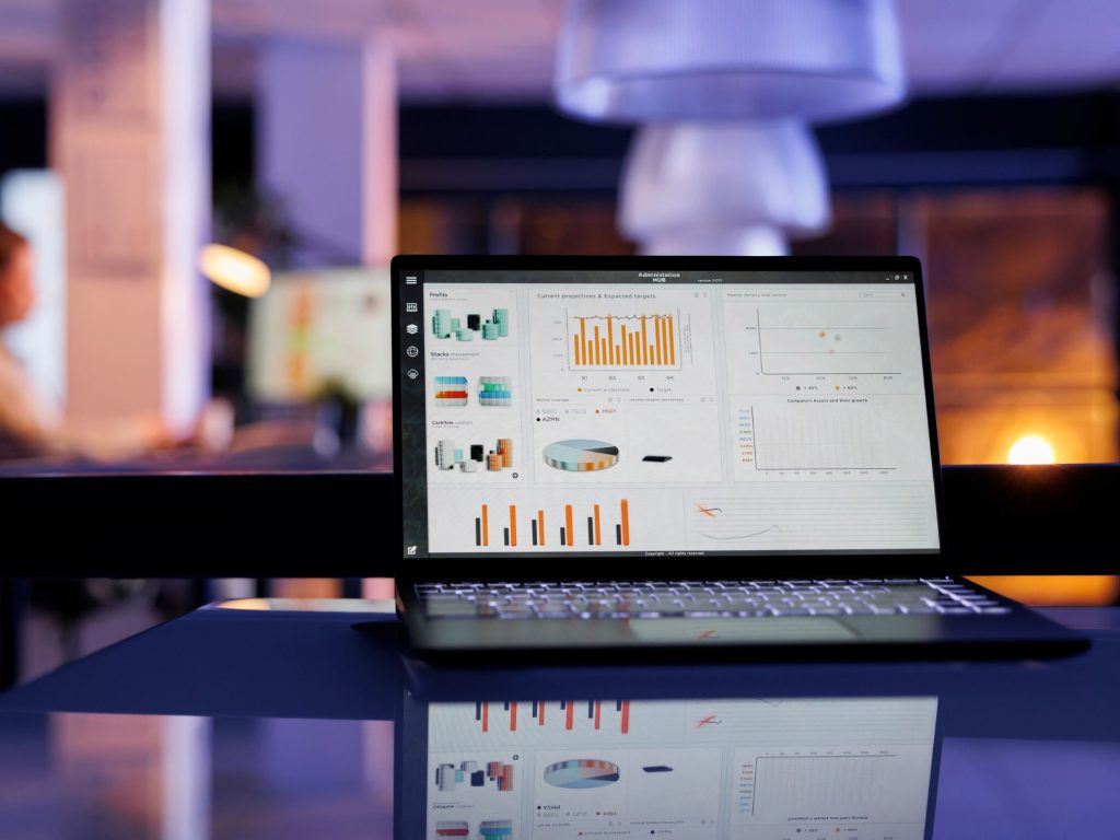 Laptop screen with analytics dashboard representing analytics for beginners article on Host Easy (Australian web hosting)
