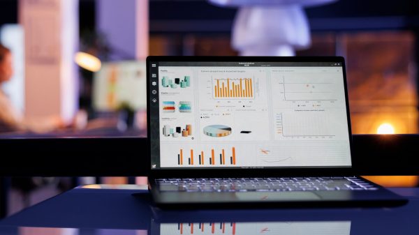 Laptop screen with analytics dashboard representing analytics for beginners article on Host Easy (Australian web hosting)