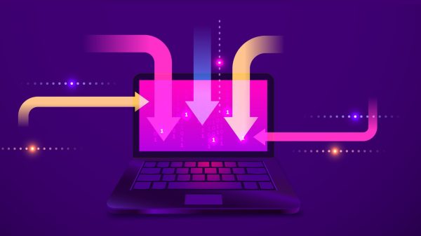 Illustration of visitors approaching a landing page welcome mat symbolising high-converting landing pages discussed in the Host Easy article (Australian web hosting)