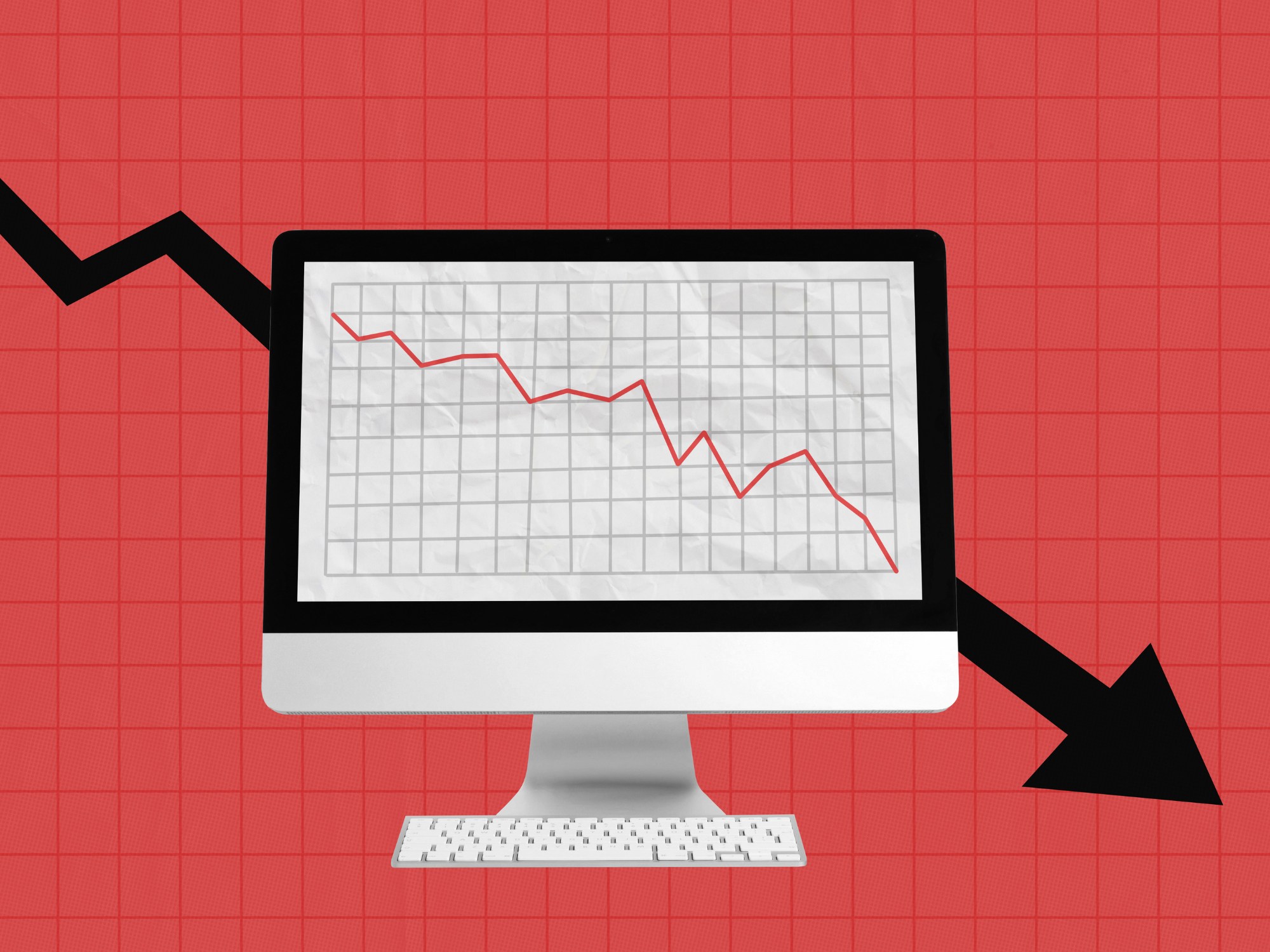 Downward trending graph on computer screen illustrating why website traffic drops on Host Easy (Australian web hosting)